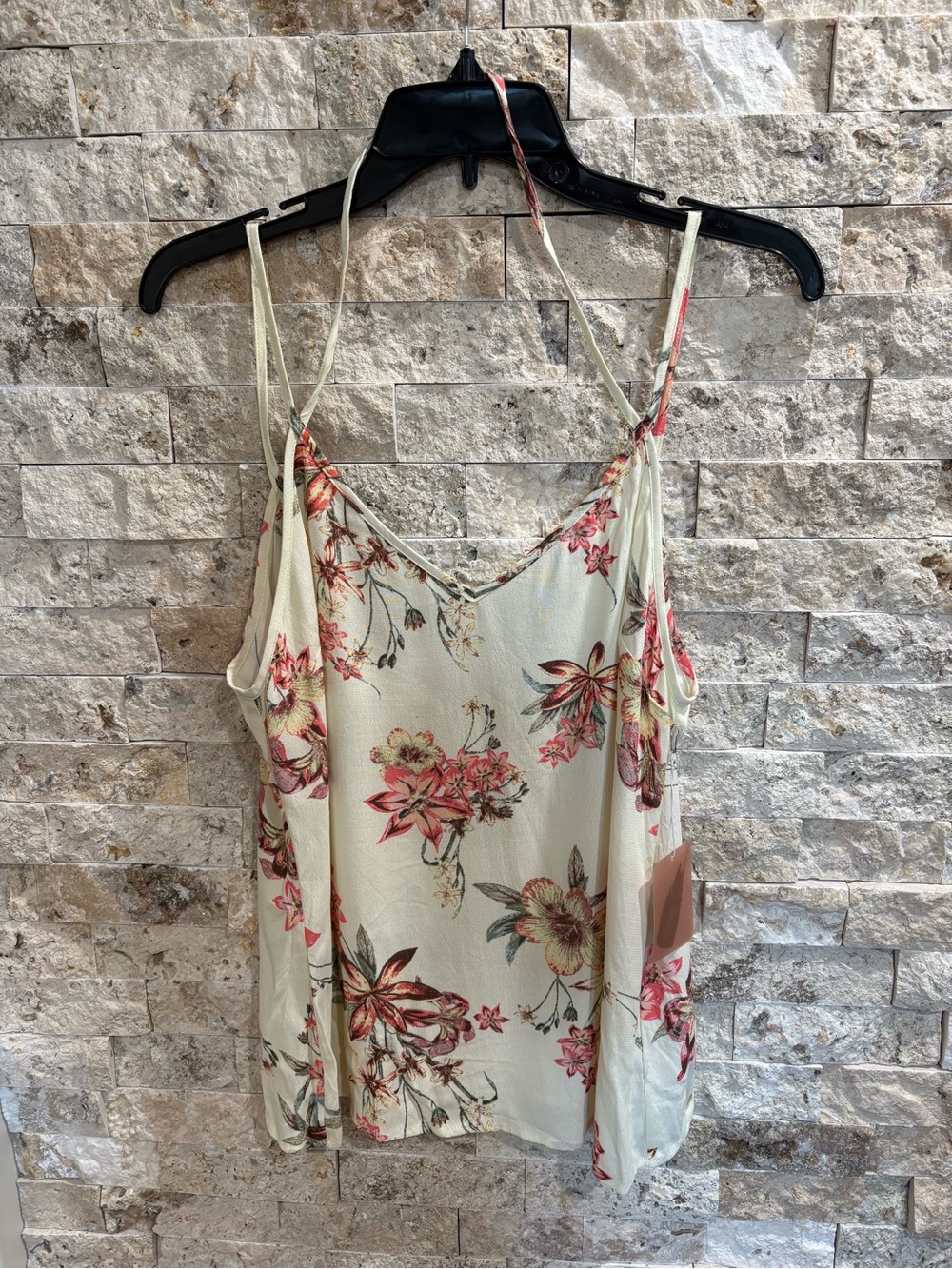 Forever 21 Creamโ Floral Spaghetti Strap Camisole M